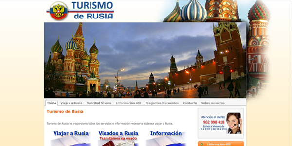 Portfolio of works of design, creation and programming of web pages for company specialized in group trips to Russiae