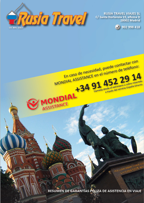 Diseño gráfico y creativo de flyers, folletos, dípticos y trípticos para campaña de publicidad para agencia de viajes Rusia Travel