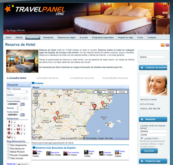 Diseño creativo página web para agencia de viajes emisora TravelPanel